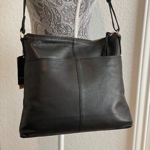 MARGOT New York Leah Hobo Black Leather Shoulder/Crossbody Bag Orig. $175 NWT